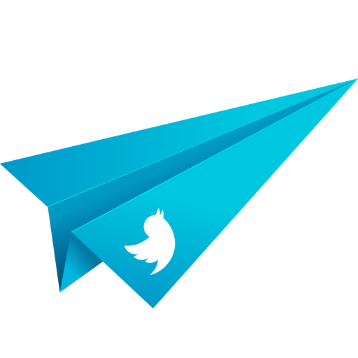Origami, twitter, paper plane, social media, blue icon